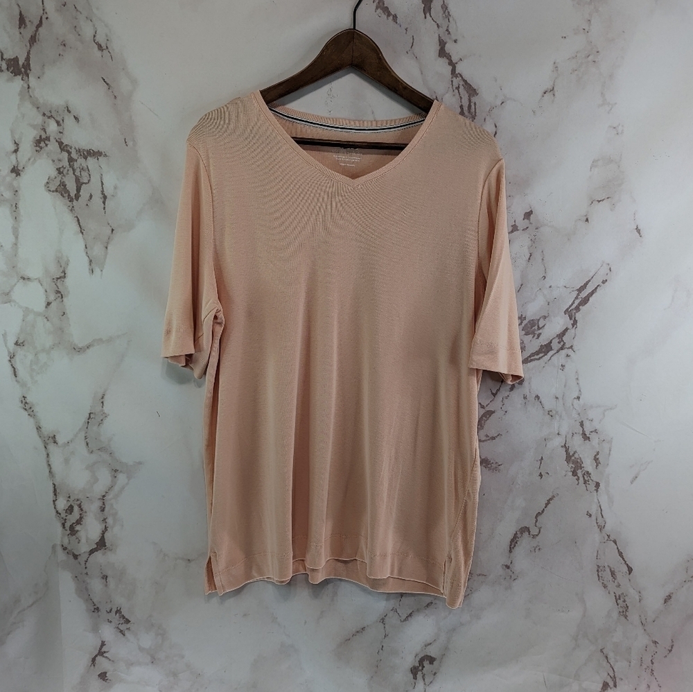 Chicos Shirt Women 3 XL Pink Pastel Ultimate Tee Short Sleeve Supima Pima
